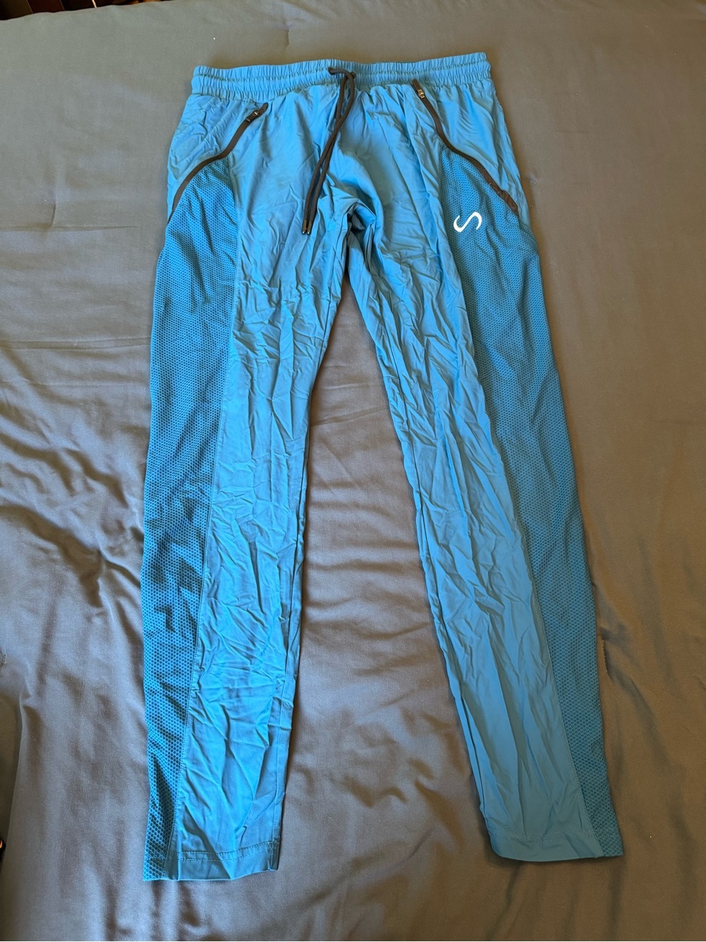 Teal Blue Athletic Shorts with Elastic Waistband